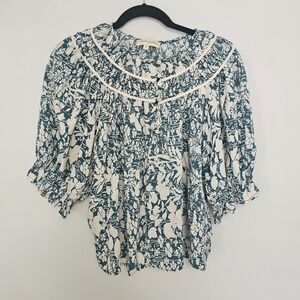 Cynthia Rowley Blue and White Floral Top